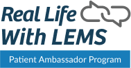 Logo for Real Life with LEMS Patient ambassador program